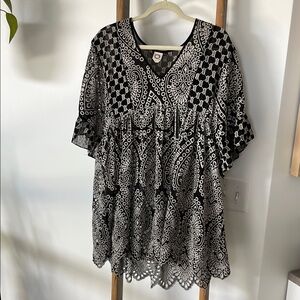 Anthropologie Black and White Eyelet Dress